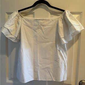 Alice + Olivia White Puff Sleeve Blouse